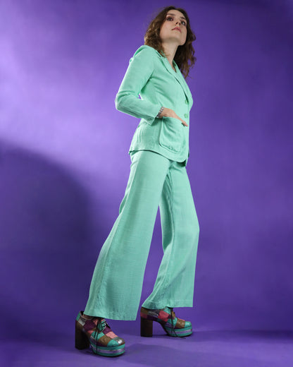 Vintage 1970s Mint Green Linen Suit
