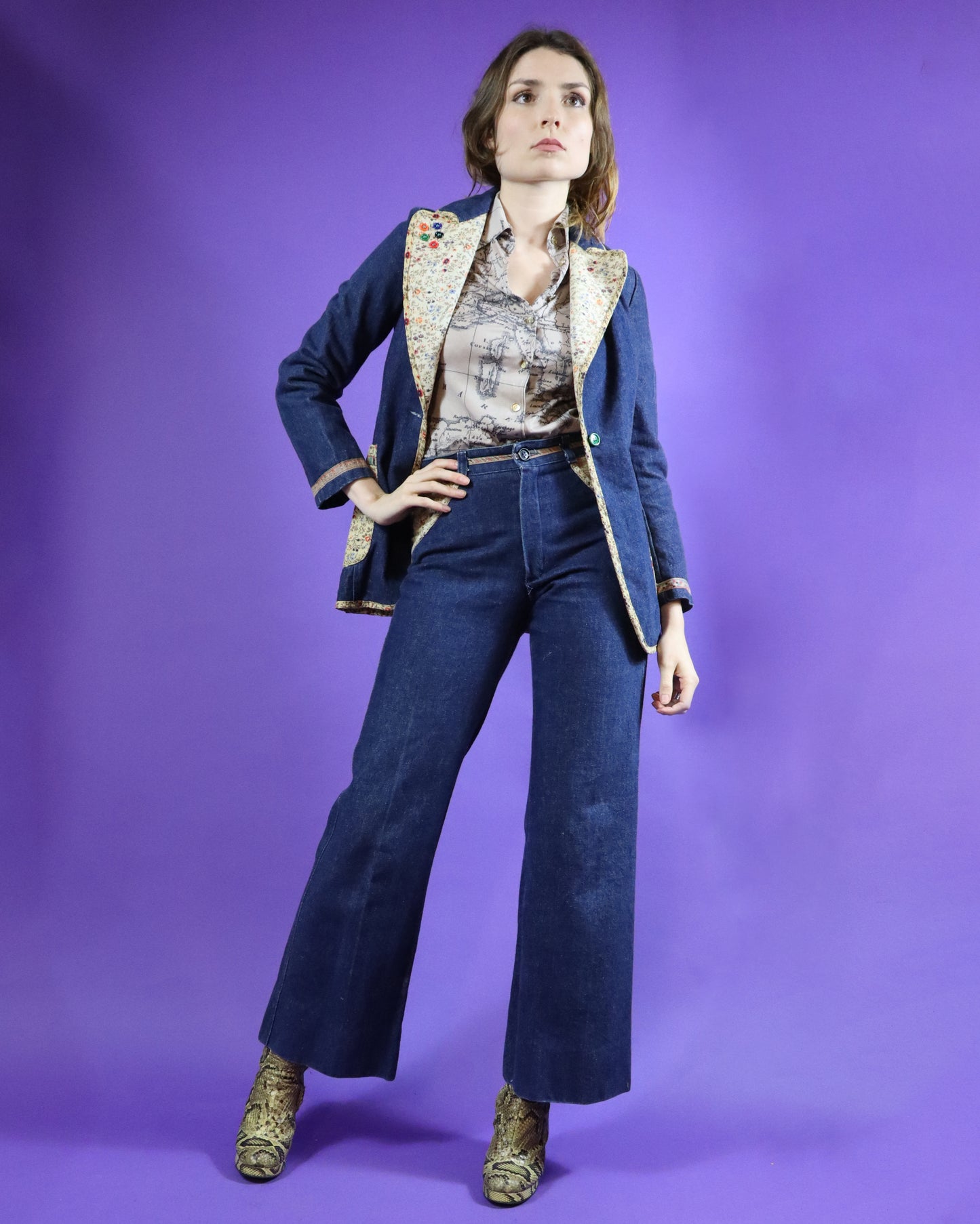 Vintage 1970s French Dressing Denim Suit