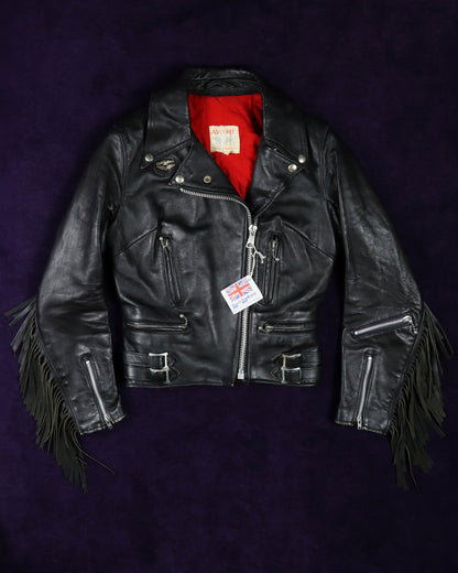 Vintage 1970s Lewis Leathers Aviakit Fringe Biker Jacket