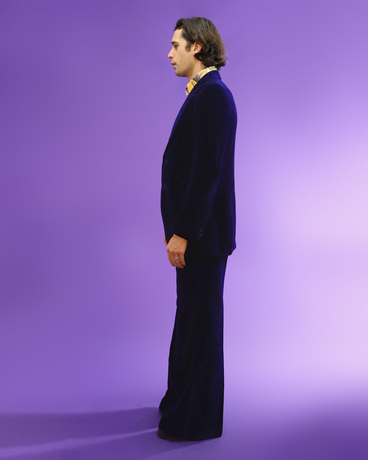 Vintage 1970s Blue Velvet Suit