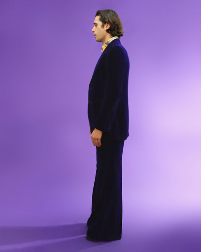 Vintage 1970s Blue Velvet Suit