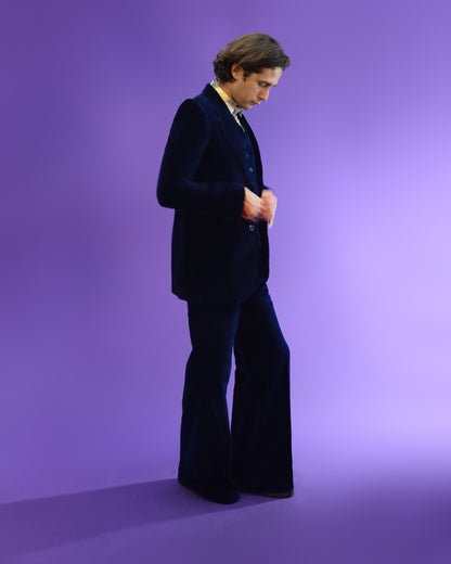 Vintage 1970s Blue Velvet Suit