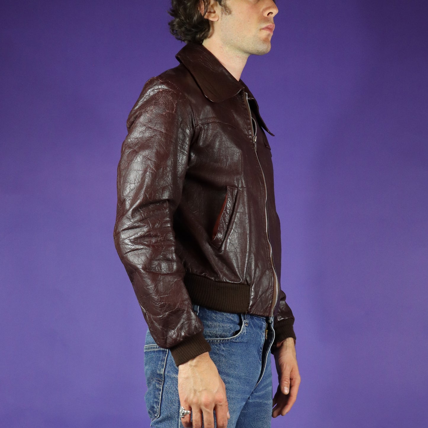 Vintage 1970s leather bomber jacket