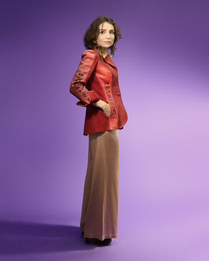 Vintage 1970s Char Pink Suede Whipstitch Jacket