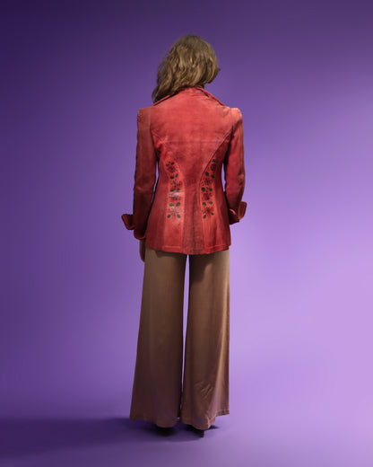 Vintage 1970s Char Pink Suede Whipstitch Jacket