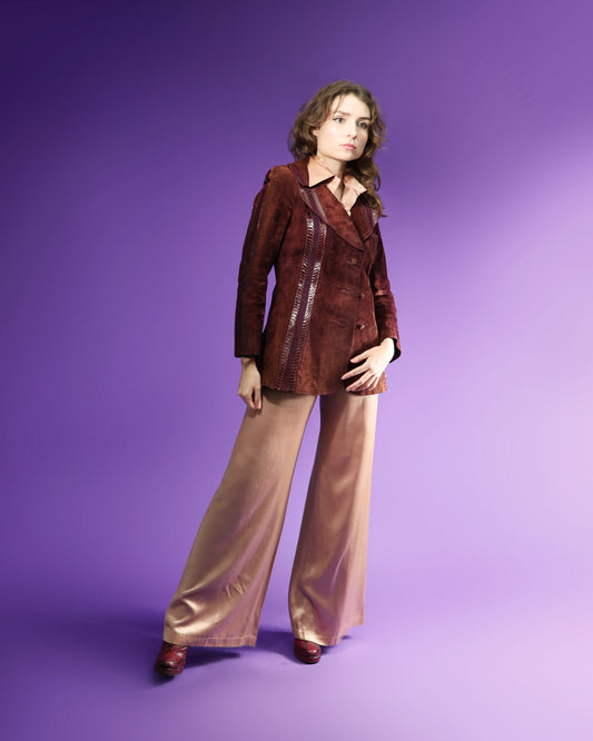 Vintage 1970s Suede Jacket with Snakeskin Stripes