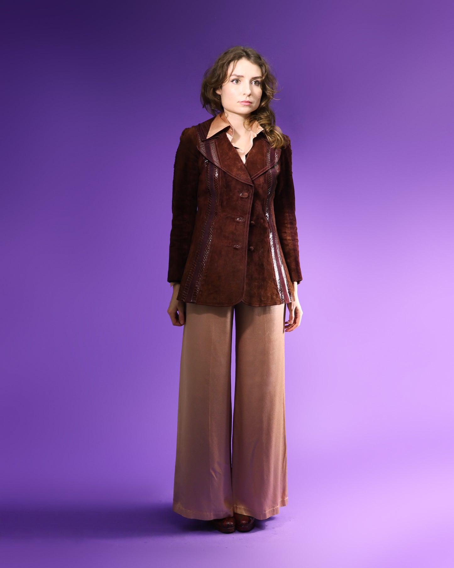 Vintage 1970s Suede Jacket with Snakeskin Stripes