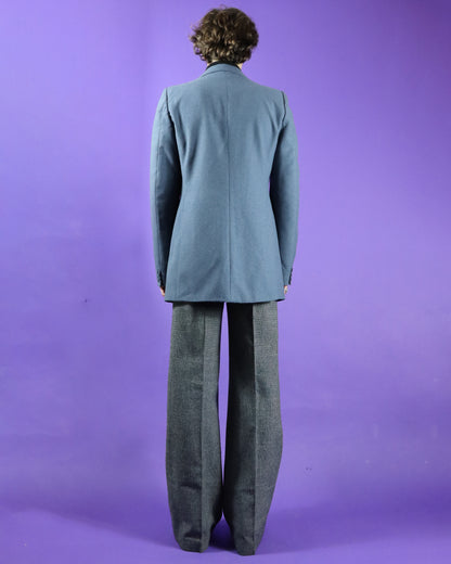 Vintage 1970s Slate Blue Peaked Lapel Blazer