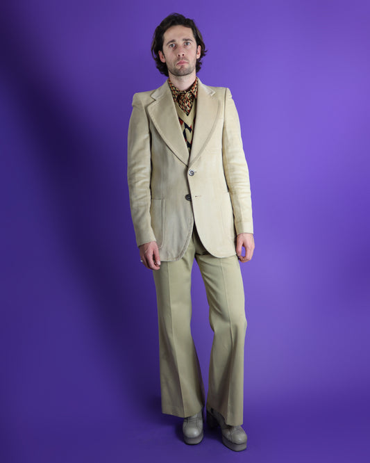 Vintage 1970s Italian Cream Velvet Blazer