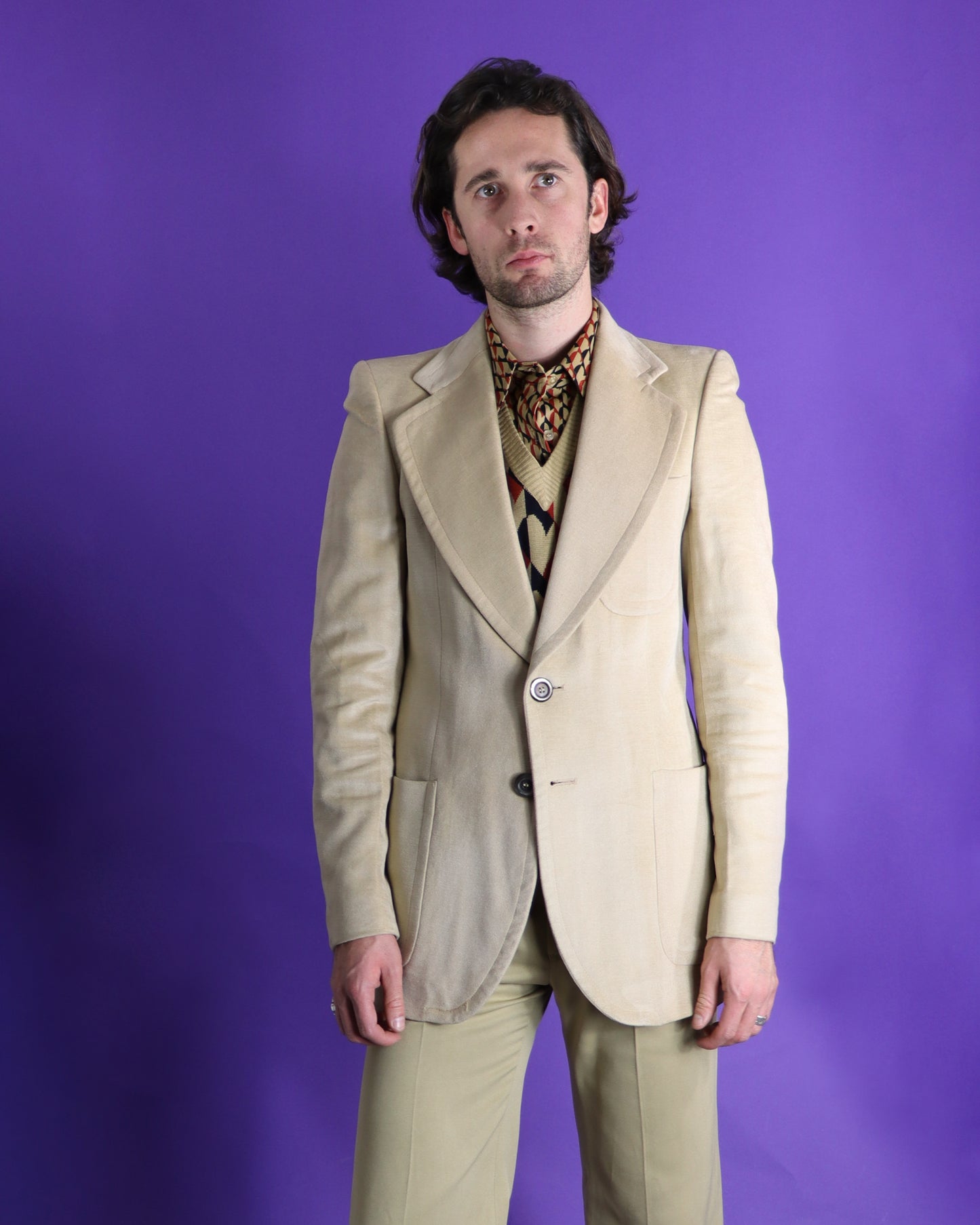 Vintage 1970s Italian Cream Velvet Blazer