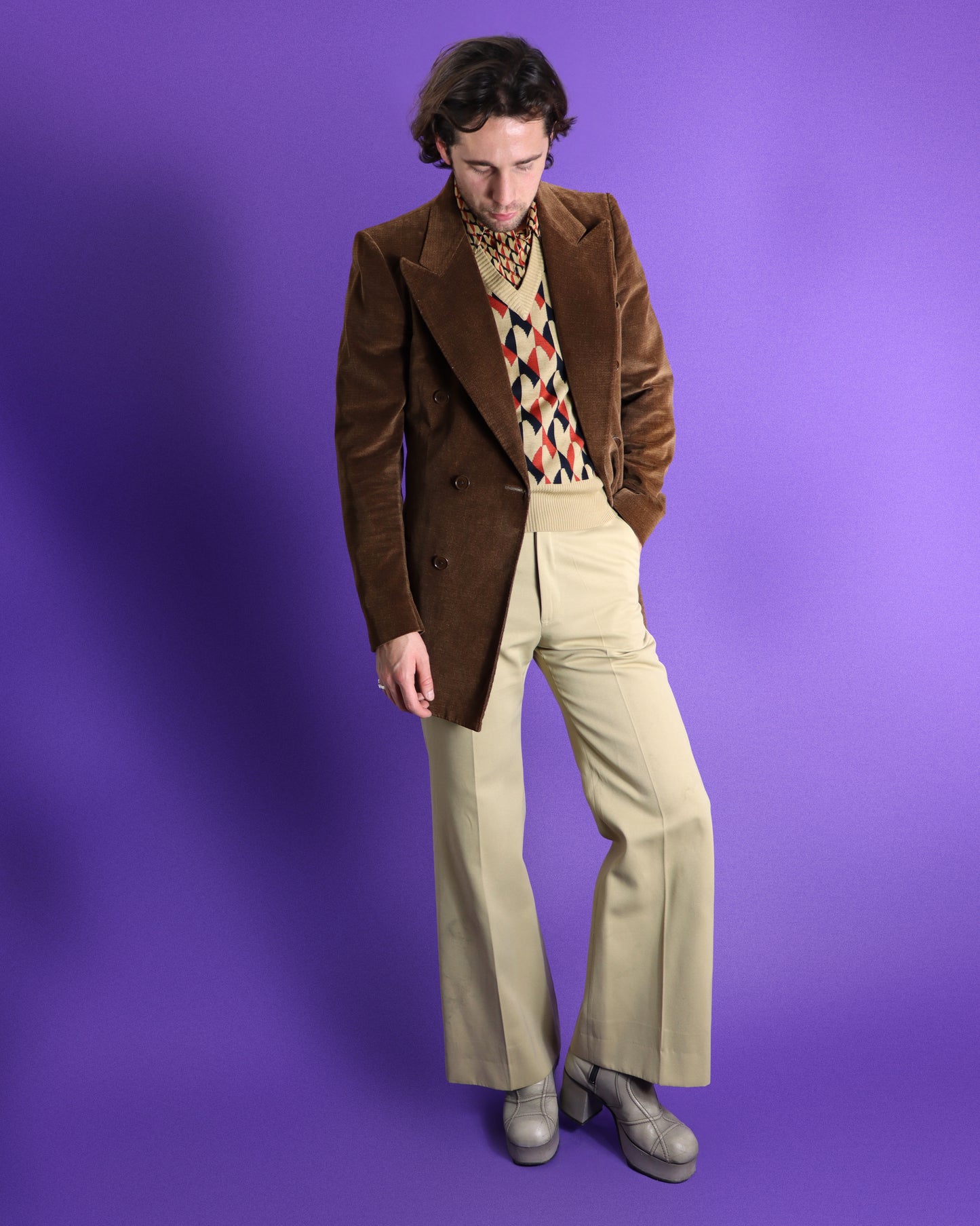 Vintage 1970s Double Breasted Velvet Blazer