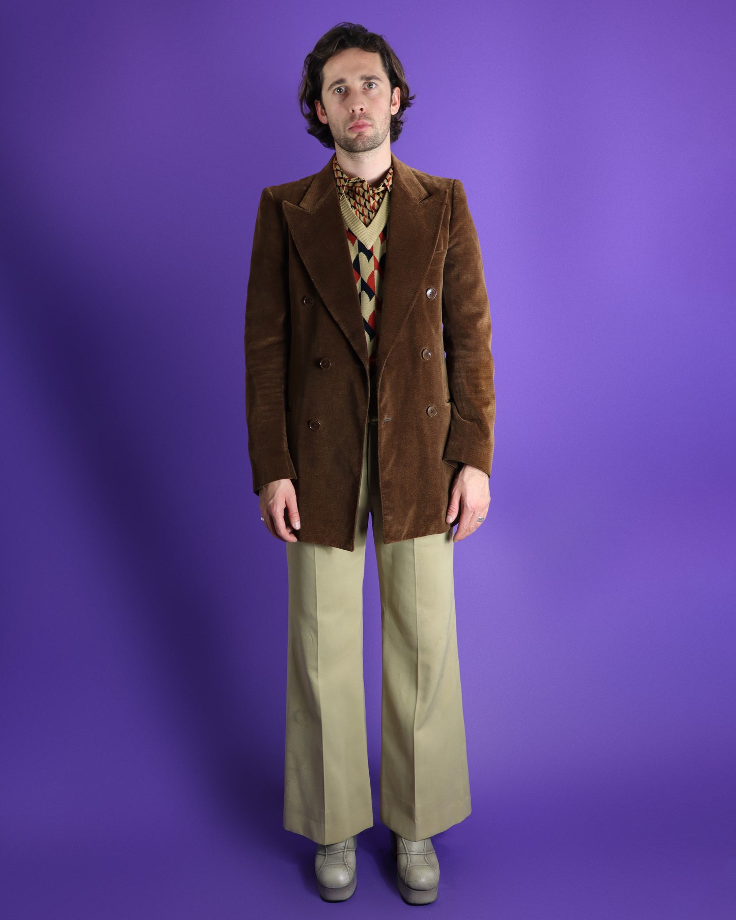 Vintage 1970s Double Breasted Velvet Blazer