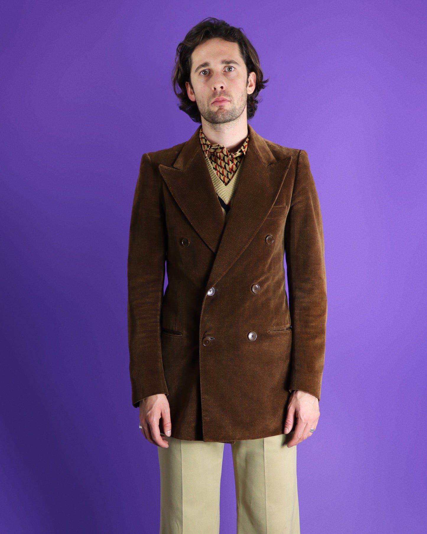 Vintage 1970s Double Breasted Velvet Blazer