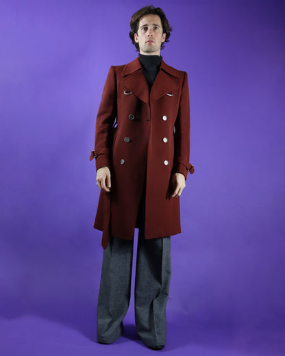 Vintage 1970s Burgundy Red Trench Coat