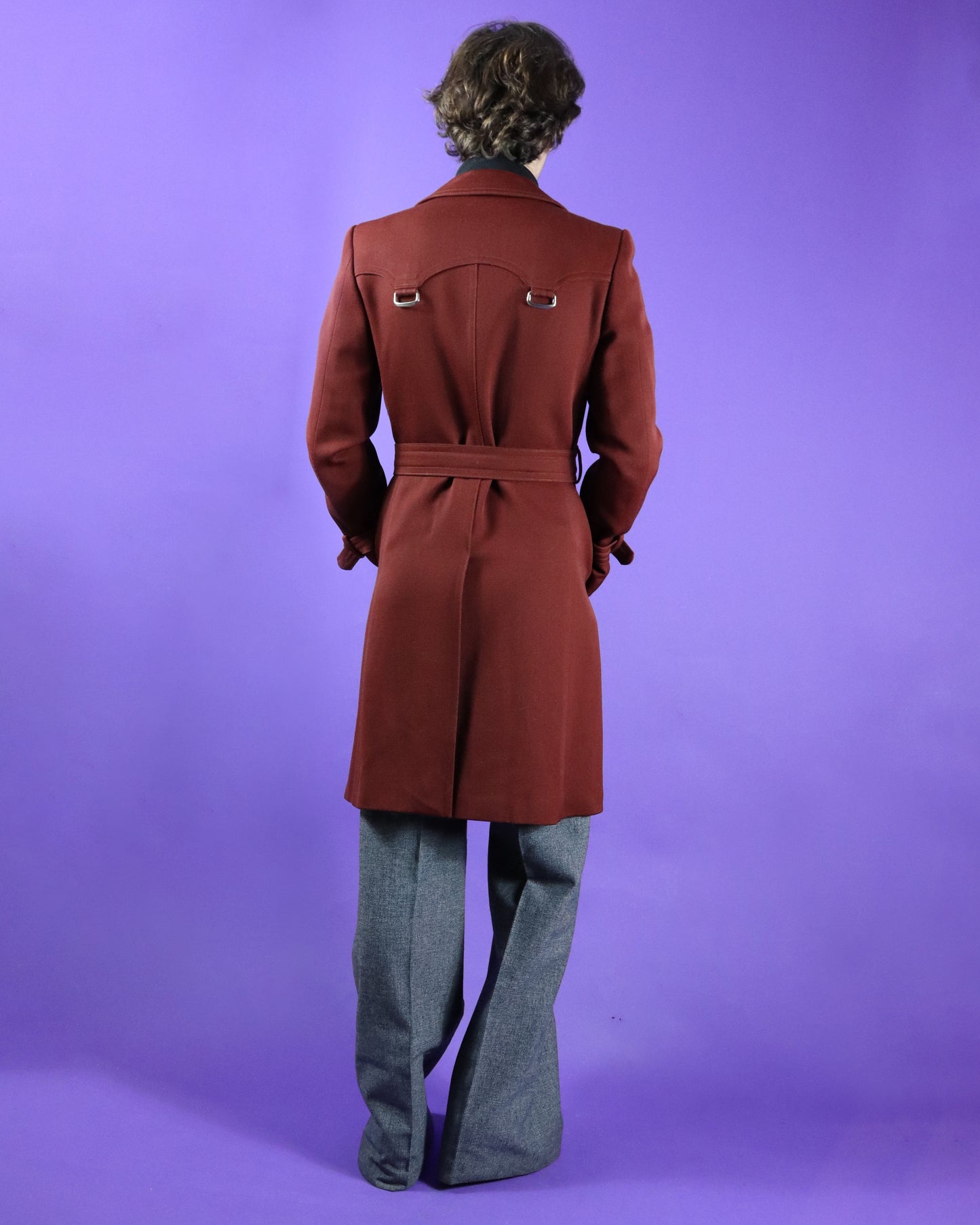 Vintage 1970s Burgundy Red Trench Coat