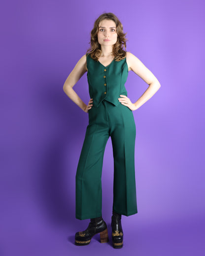 Vintage 1970s Bottle Green 3 Piece Suit