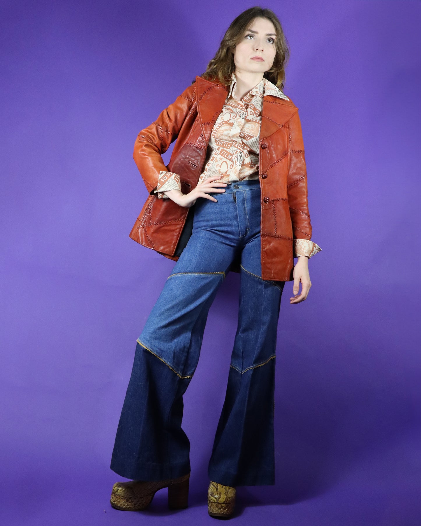 Vintage 1970s Whipstitch Leather Blazer