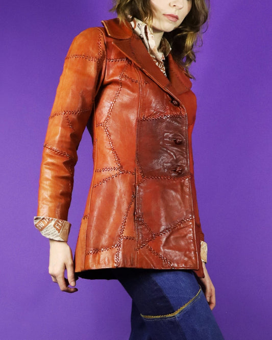 Vintage 1970s Whipstitch Leather Blazer