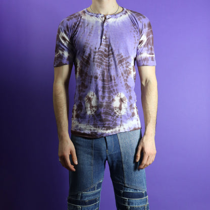 Vintage Deadstock 1970s Indian Cotton Tie Dye T-Shirt Purple