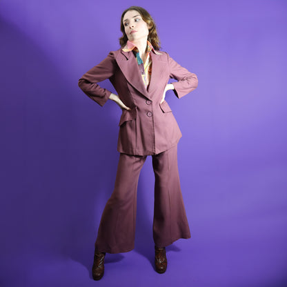 Vintage 1970s Blush Gabardine Trouser Suit