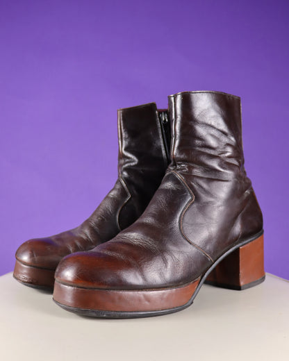 RESERVED Vintage 1970s Brown Platform Boots