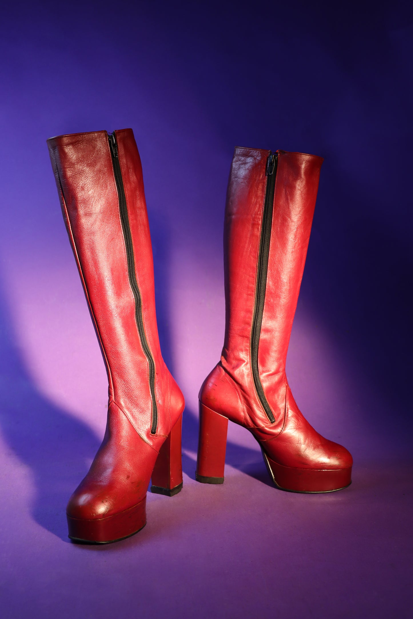 Vintage 1970s Burgundy Platform Boots