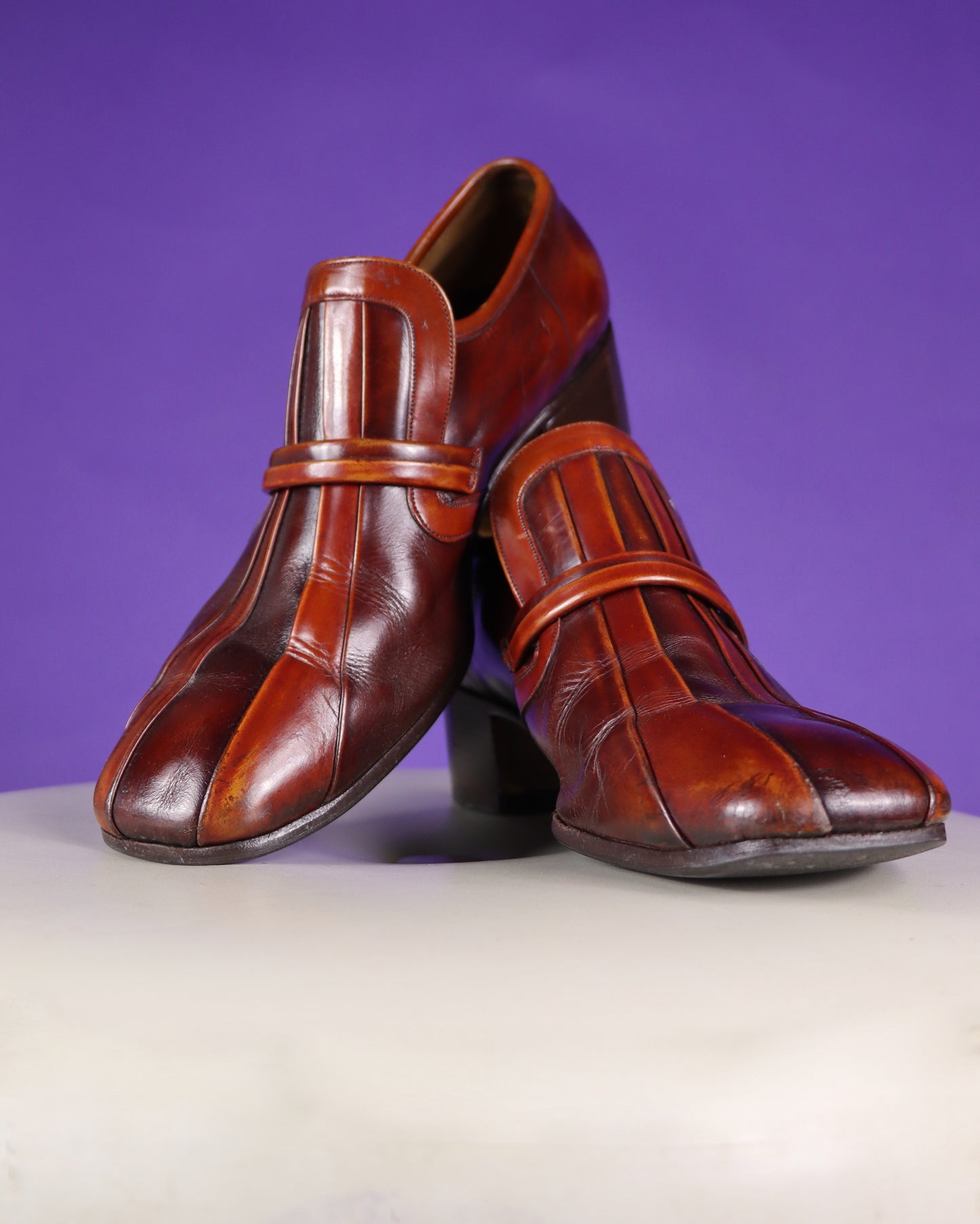 Vintage 1970s Striped Patent Leather Mules