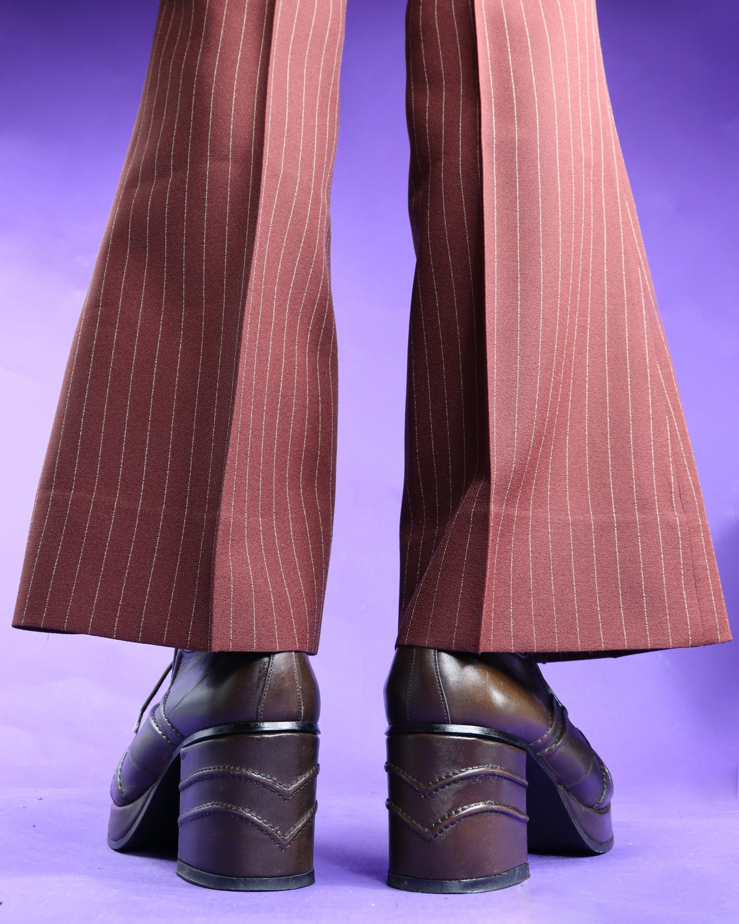 Vintage 1970s Brown Leather Arrow Panelled Platform Shoes