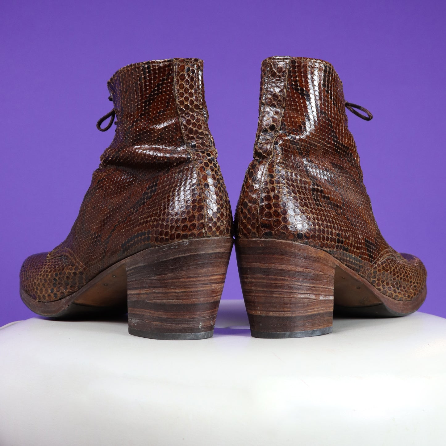 Vintage 1970s Gohil's Snakesin Lace Up Platform Boots