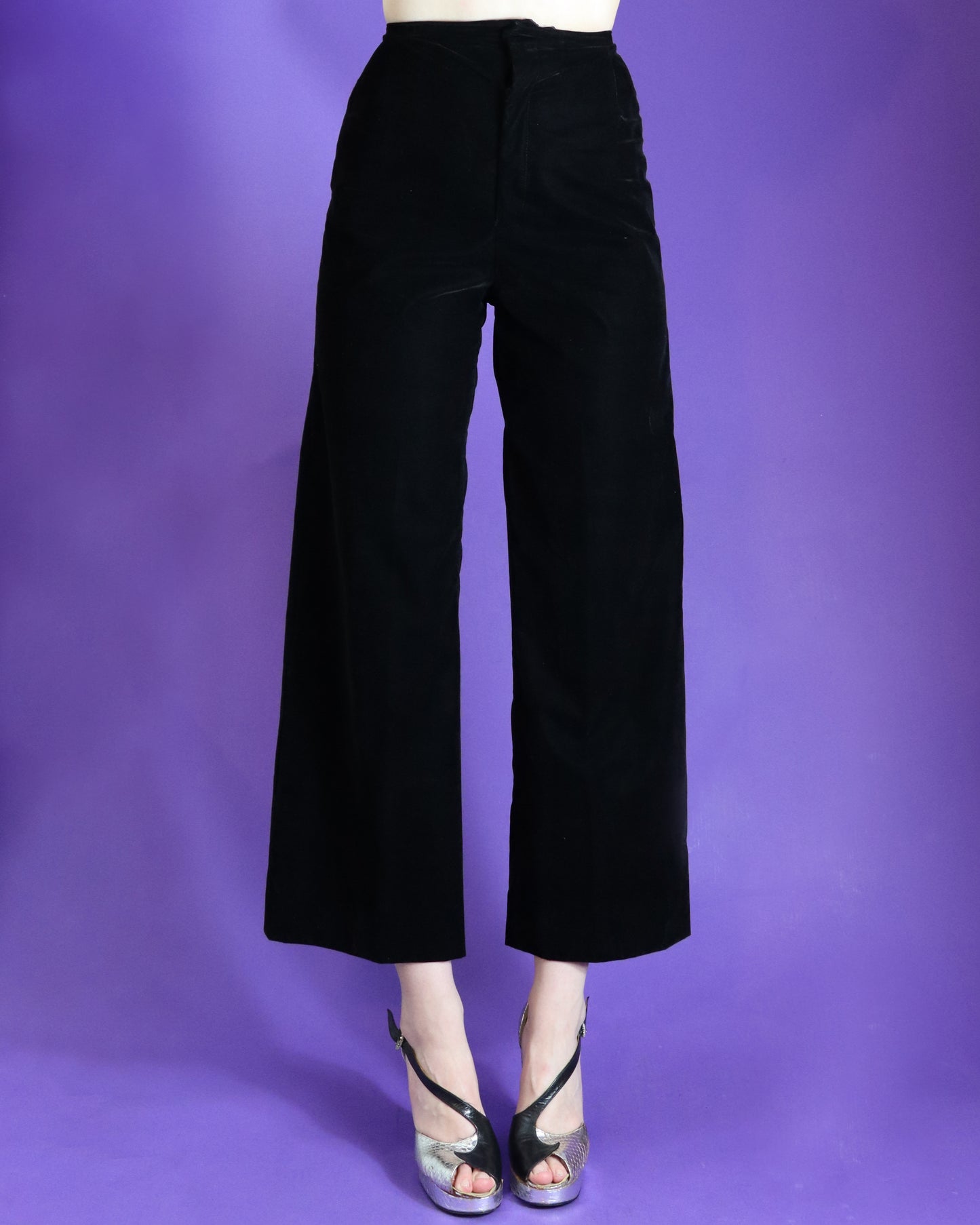 Vintage 1970s Black Velvet Trouser Suit