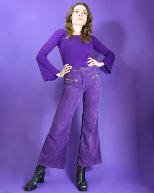 Vintage 1970s Purple Corduroy Flares