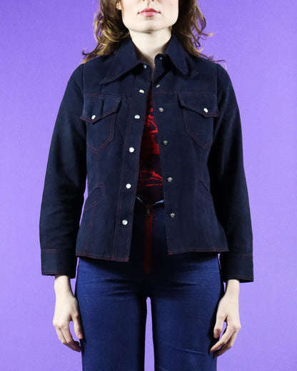 Vintage 1970s Roncelli Navy Blue Trucker Jacket