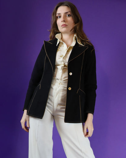 Vintage 1970s Roncelli Blazer with Suede Piping