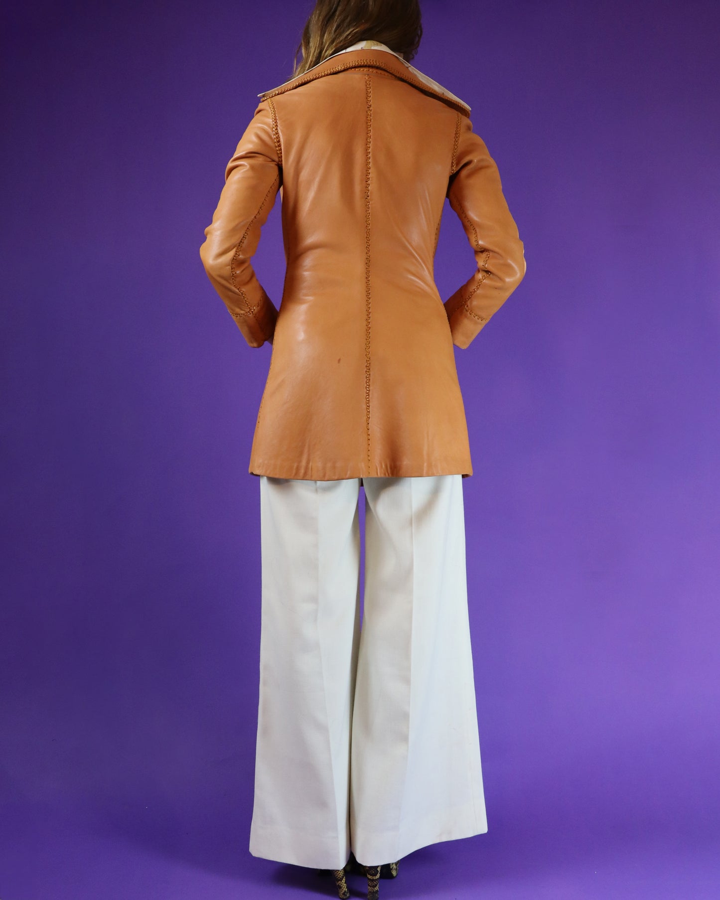 Vintage 1970s Orange Tan North Beach Leathers Coat