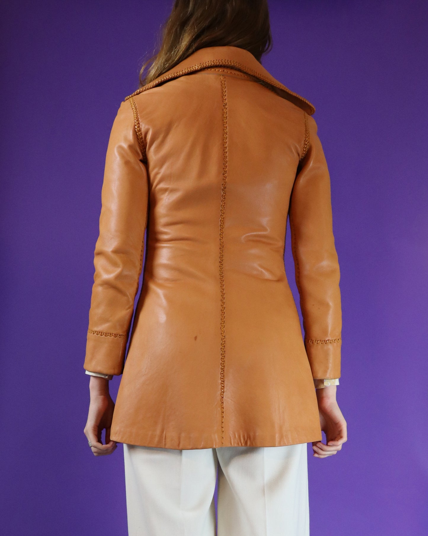 Vintage 1970s Orange Tan North Beach Leathers Coat