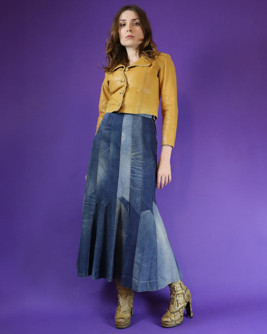 Vintage 1970s Patchwork Denim Skirt