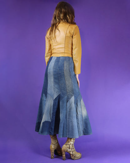 Vintage 1970s Patchwork Denim Skirt