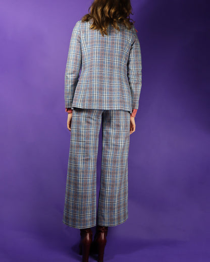 Vintage 1970s Plaid Trouser Suit with Flares