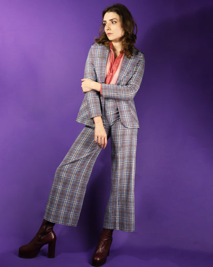 Vintage 1970s Plaid Trouser Suit with Flares
