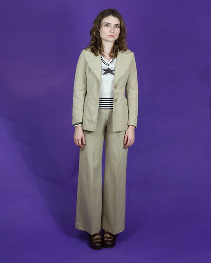 Vintage 1970s Beige Trouser Suit