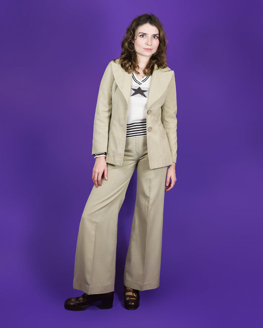 Vintage 1970s Beige Trouser Suit