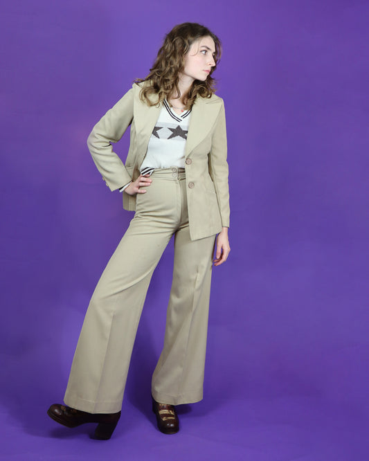 Vintage 1970s Beige Trouser Suit