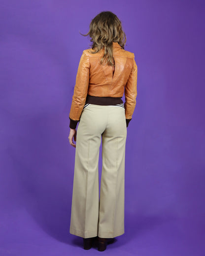 Vintage 1970s Gandalf Tan Leather Bomber Jacket