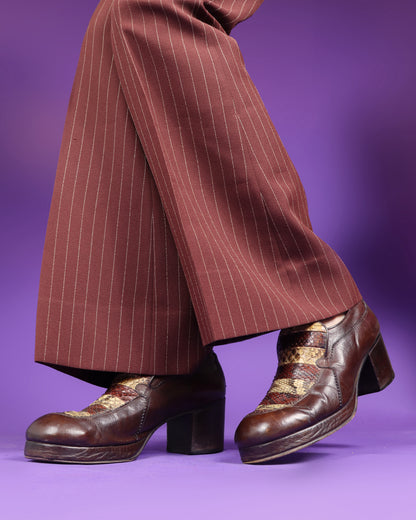 Vintage 1970s Antonio Fluxa Snakeskin Mule Platform Shoes