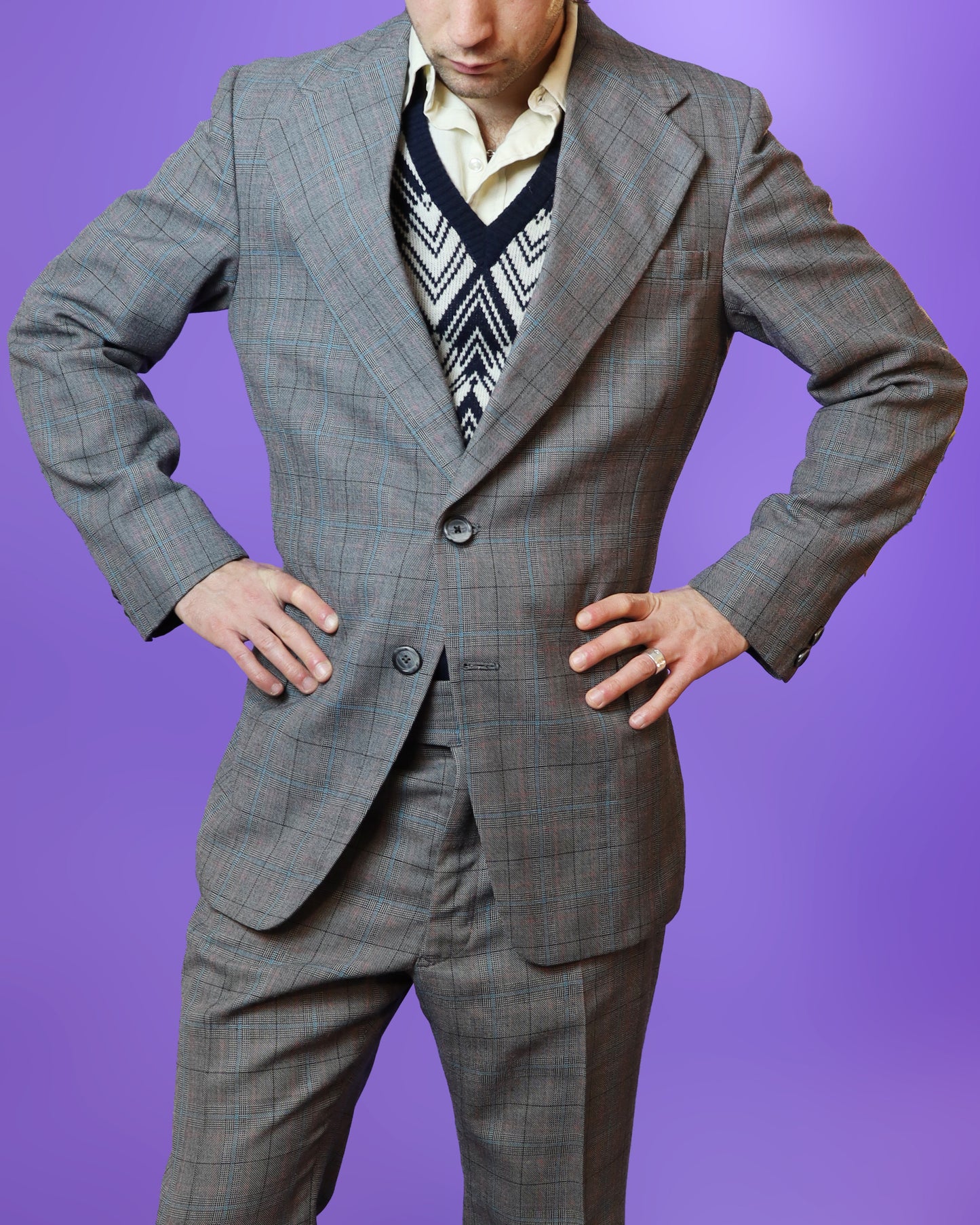 Vintage 1970s Plaid Tailored Suit