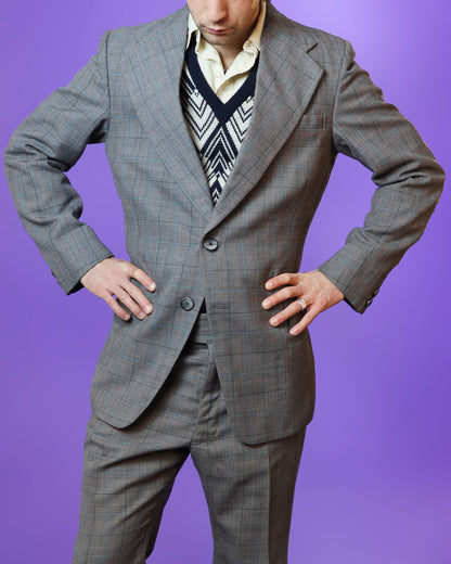 Vintage 1970s Plaid Tailored Suit