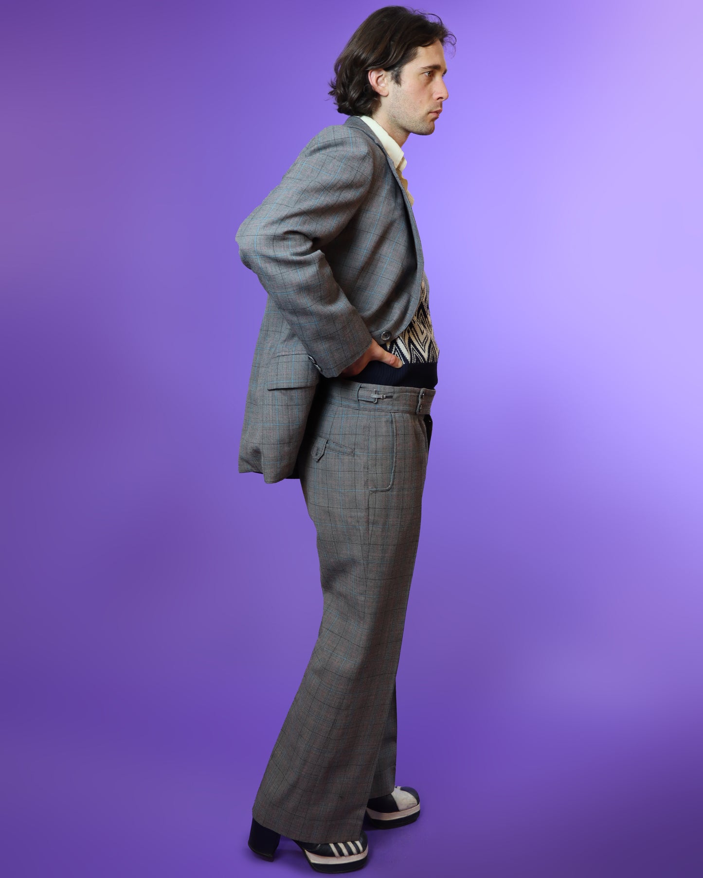 Vintage 1970s Plaid Tailored Suit