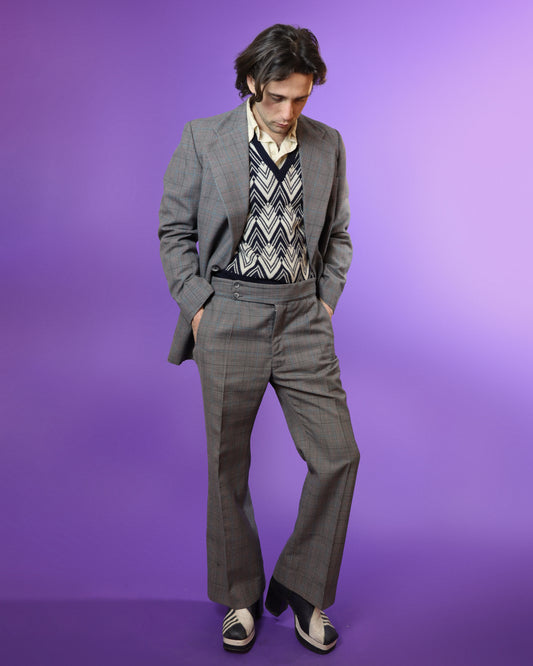 Vintage 1970s Plaid Tailored Suit