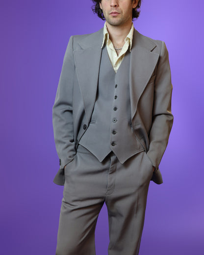 Vintage 1970s Grey 3 Piece Suit