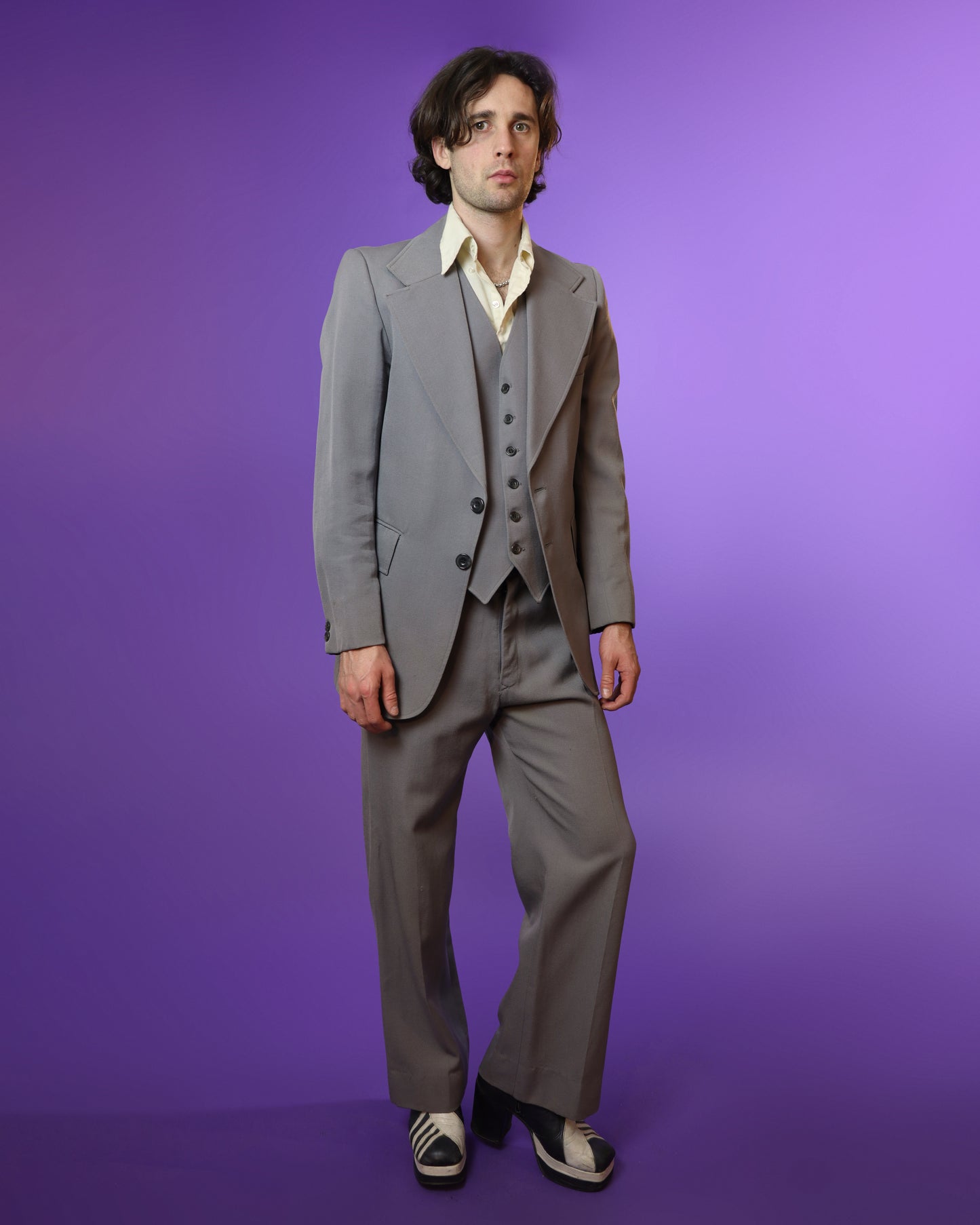Vintage 1970s Grey 3 Piece Suit